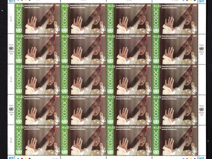 2009 United Nations Vienna Economic & Social Council Commemorative Stamps Sheet Mint Never Hinged (MNH)