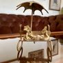 Vintage Brass Mid Century Frog with Umbrella Figurine 1970s Image 2