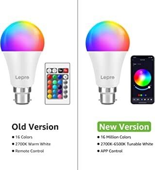 Colour Changing Light Bulb B22, Bluetooth APP Control LED Bulbs Bayonet, Dimmable RGB and White Light, Mood Light for Room Decor, Party and More (FREE POSTAGE)