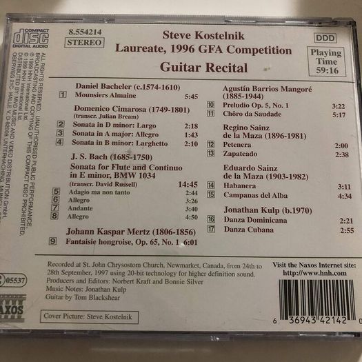 Steve Kostelnik. Guitar Recital. CD. Free Postage!