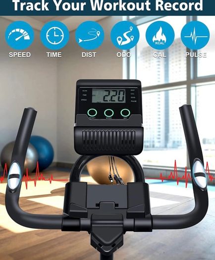 Exercise Bike Magnetic Resistance Indoor Cycling Bike with 26lb Flywheel, Pulse Sensor, Adjustable Saddle Handlebar and Emergency Brake, Silent Stationary Bikes for Home (FREE POSTAGE)