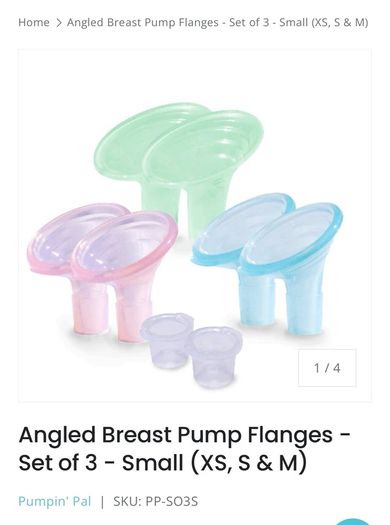 Angled Breast Pump Flanges - Set of 3 - Small (XS, S & M)