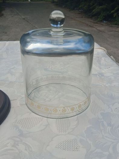 Mid Century Hand Blown Glass Cloche on Plynth