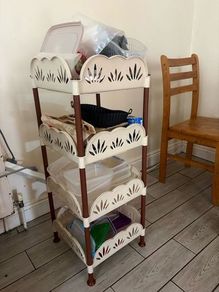 4-Tier Kitchen Trolley Cream & Brown