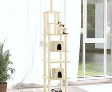 Cat Tree with Sisal Scratching Posts Cream 216 cm