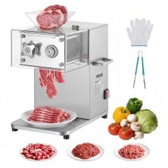 Meat Cutting Machine, 850W Commercial Slicer, 5mm Heavy Duty Stainless Steel Blade Shredder for Boneless Meat Soft Vegetables, Electric Food Slicers for Kitchen Restaurant Supermarket