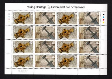 2014 Ireland Viking Heritage Commemorative Stamp Sheetlet Plate 1B1B1B1B Mint Never Hinged (MNH)