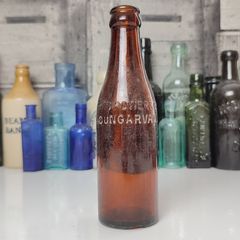 401 - Vintage Thos Power Dungarvan Dark Amber Glass Collectible Decorative Bottle
