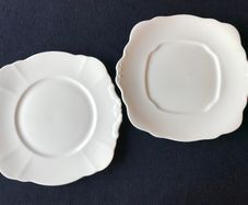 Two Square White Cake Plates