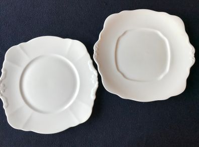 Two Square White Cake Plates