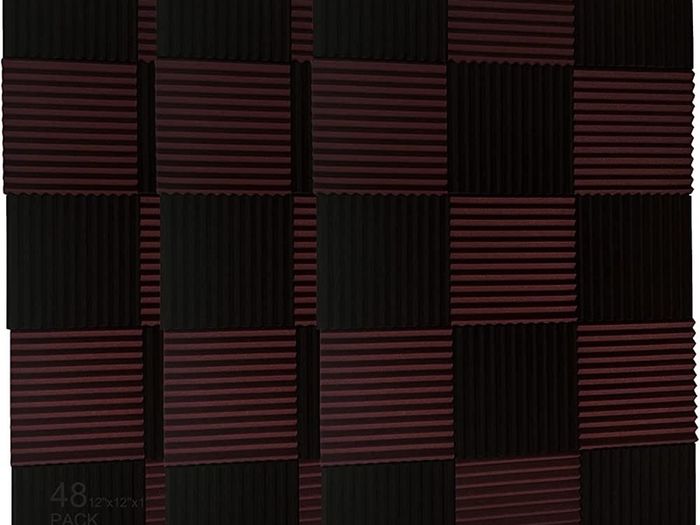 48 Pack Black/burgundy12 X 12"X1" Acoustic Panels Studio Soundproofing Foam Wedge Tiles (FREE POSTAGE)