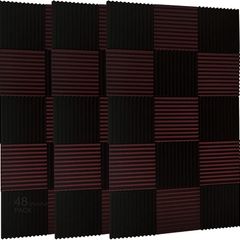 48 Pack Black/burgundy12 X 12"X1" Acoustic Panels Studio Soundproofing Foam Wedge Tiles (FREE POSTAGE)