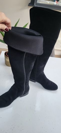 OFFICE black suede Over the Knee (OTK) high boots Sz 7 (Fit 7-8UK) - Rrp 150 (New)