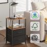 Bedside Table with Charging Station, Side Table with 2 USB Ports and Outlets, Nightstand with Cloth Drawer, Set of 2, End Table, Brown and Black Image 4