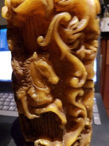 Antique Beeswax Vedic "Arjuna Chariots" Candle - "Arjuna and Chariots". Also tall Wax  Masonic Candle.