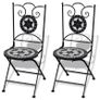 3 Piece Bistro Set Ceramic Tile Black and White Image 4