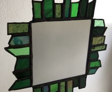 Vintage green stained glass mirror