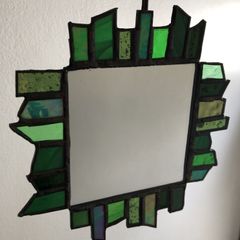 Vintage green stained glass mirror