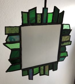 Vintage green stained glass mirror
