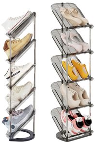 Narrow Shoe Rack 5 Tiers - Slim Tall Shoes Racks for Small Spaces and Corner, Shoe Storage Organiser Cabinet for Hallway, Vertical Shoe Shelf Stand Holder for Shoes and Boots