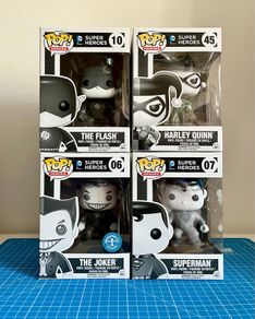 Black & White - Superman, Joker, Harley & Flash - DC - Funko Pop