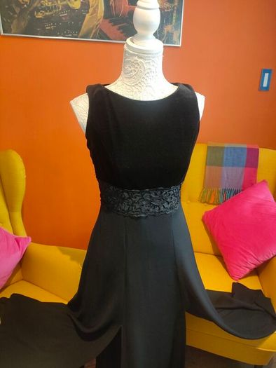 Vintage Consortium Black velvet maxi dress