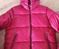 Bershka dark red padded jacket with hood size UK S