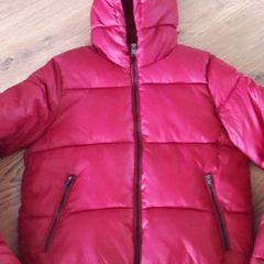 Bershka dark red padded jacket with hood size UK S
