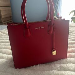 Michael Kors red leather handbag