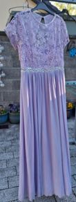 Max & Lola Milano Lilac and Silver Sequinned Dress with Fully Lined Skirt
