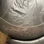 Large circular leather swivel chair and foot stool Image 3