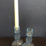 Lovely Pair of Vintage Pressed Glass Candlesticks in Pale Blue Glass with Leaves Motifs, Excellent Condition Image 10