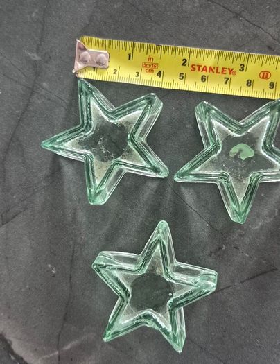 Set of 3 beautiful 5-point star-shaped glass dishes / candle holders