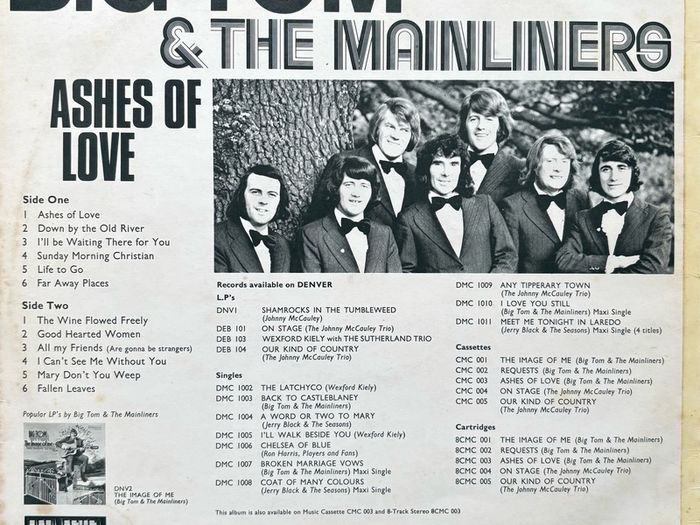 Big Tom & The Mainliners - Ashes of Love. Rare Irish pressing in super minty condition. Cover and LP in super shape.