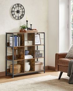 3 Tier Bookcase Shelving Unit with 9 Compartments for Living Room Bedroom Study Kitchen 30 x 100 x 103.1 cm