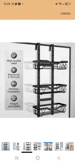3 tier black over door Shower Caddy Organiser