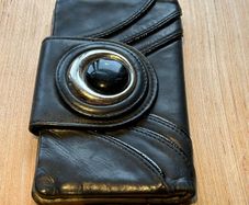 Vintage Mimco Womens Black and Silver Leather Wallet