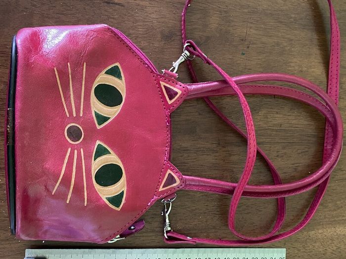 real leather shoulder hand bag cat
