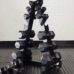 Hex Dumbbells 5,10,25,20,25,30kg + Rack