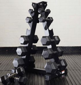 Hex Dumbbells 5,10,25,20,25,30kg + Rack