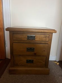 Solid Wood 3-Drawer Bedside Table