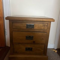 Solid Wood 3-Drawer Bedside Table