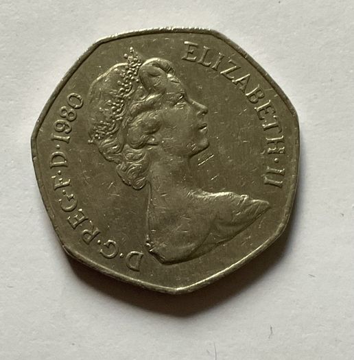 Elizabeth II 2nd portrait 1970 1979 1980 50p uk coins