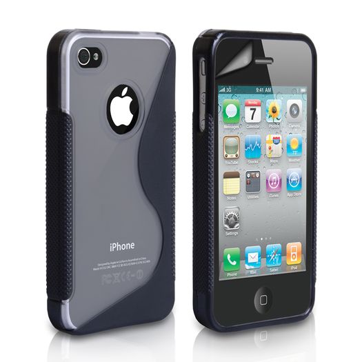 Protective Case S-Line Soft Gel Silicone Cover for iPhone 4 4S + Free Screen Protecor
