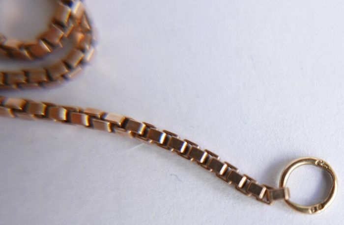 Vintage Square Box Link 9ct Rose Gold 375 Necklace L-17" - 7,27g