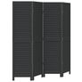 Room Divider 4 Panels Black Solid Wood Paulownia Image 3
