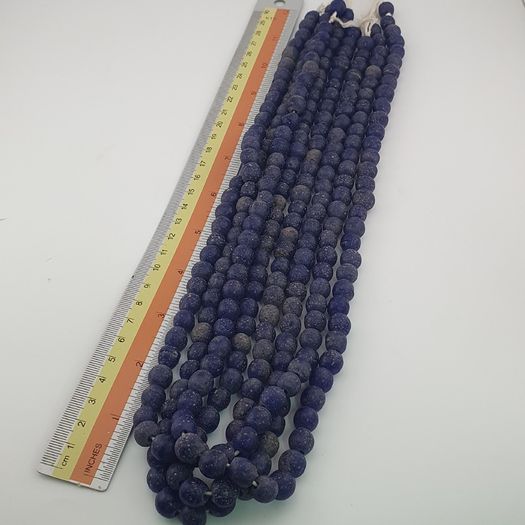 Antique African Style Cobalt Blue 9 -10mm Glass Beads Strands
