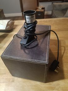 (Move out sell-see my other low priced ads) Modern Faux Leather Table Lamp - Square Base with Switch