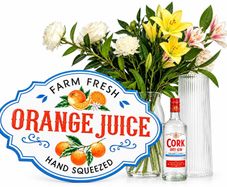 decor orange juice metal sign