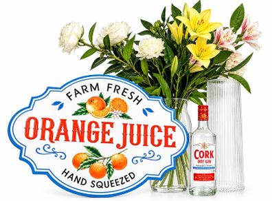 decor orange juice metal sign